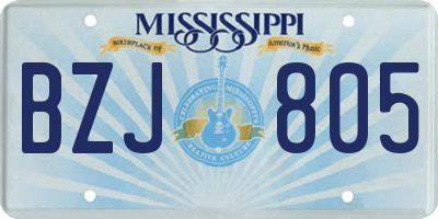 MS license plate BZJ805