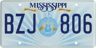 MS license plate BZJ806