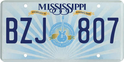 MS license plate BZJ807