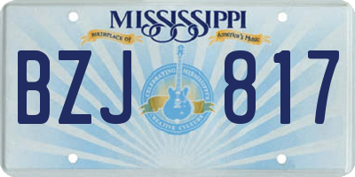 MS license plate BZJ817