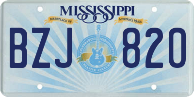 MS license plate BZJ820