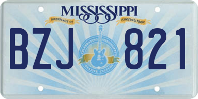 MS license plate BZJ821
