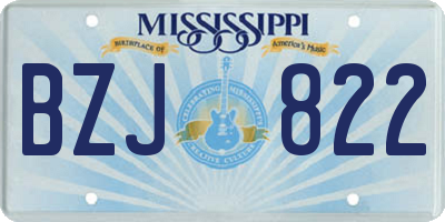 MS license plate BZJ822