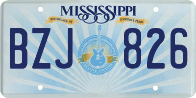 MS license plate BZJ826