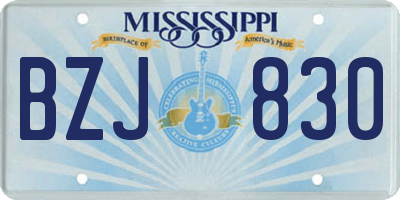 MS license plate BZJ830