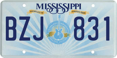 MS license plate BZJ831