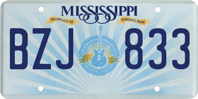 MS license plate BZJ833