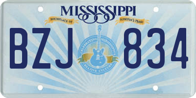 MS license plate BZJ834
