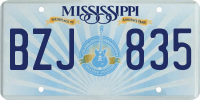 MS license plate BZJ835