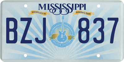 MS license plate BZJ837