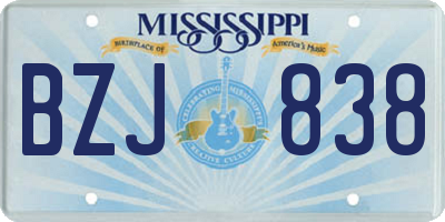 MS license plate BZJ838