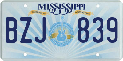 MS license plate BZJ839