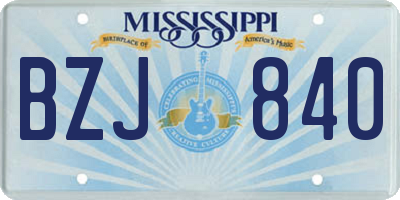 MS license plate BZJ840