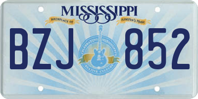 MS license plate BZJ852