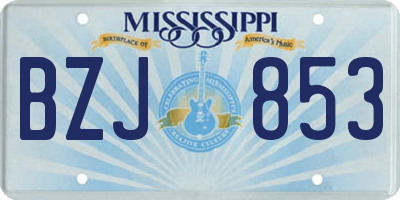 MS license plate BZJ853