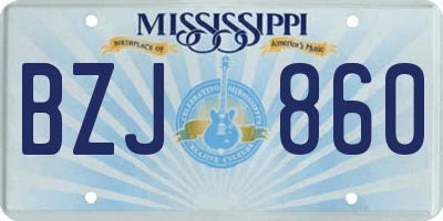 MS license plate BZJ860