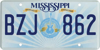 MS license plate BZJ862