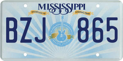 MS license plate BZJ865