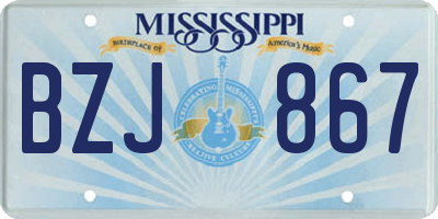 MS license plate BZJ867