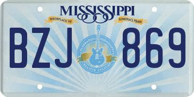 MS license plate BZJ869