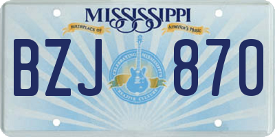 MS license plate BZJ870