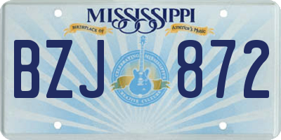 MS license plate BZJ872