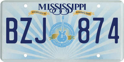 MS license plate BZJ874