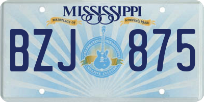 MS license plate BZJ875