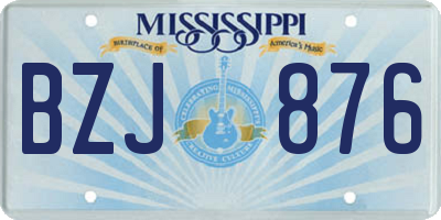 MS license plate BZJ876
