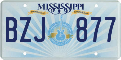 MS license plate BZJ877