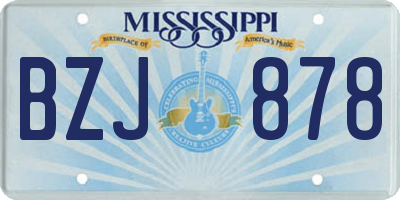 MS license plate BZJ878