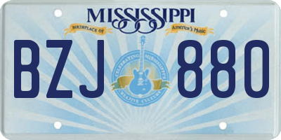 MS license plate BZJ880