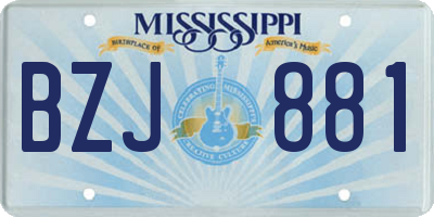 MS license plate BZJ881