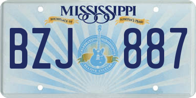 MS license plate BZJ887