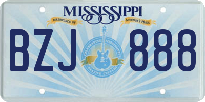 MS license plate BZJ888