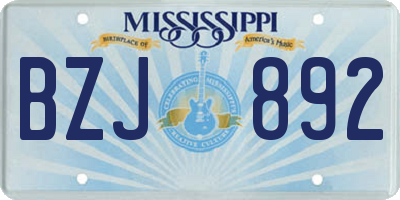 MS license plate BZJ892