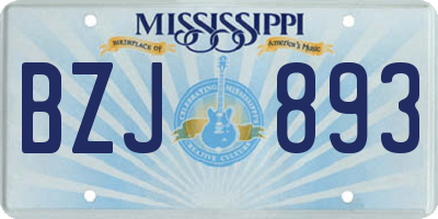 MS license plate BZJ893