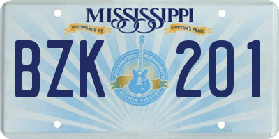 MS license plate BZK201