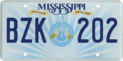 MS license plate BZK202