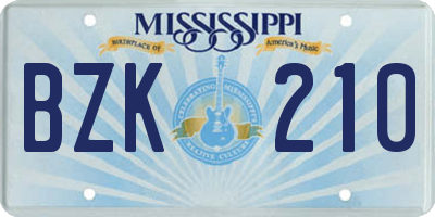 MS license plate BZK210