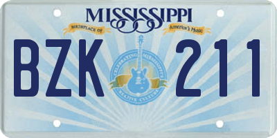 MS license plate BZK211