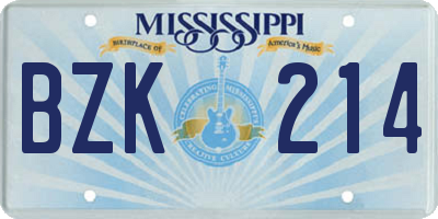MS license plate BZK214