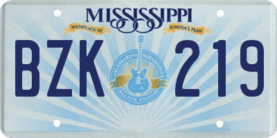 MS license plate BZK219