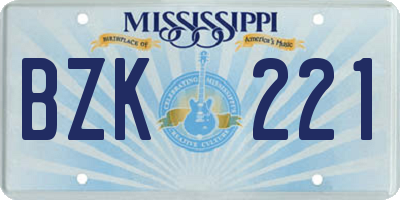 MS license plate BZK221