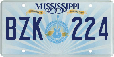 MS license plate BZK224