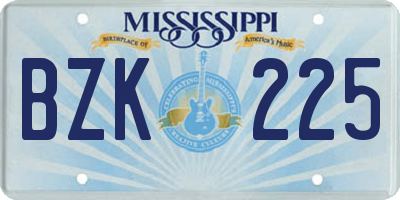 MS license plate BZK225