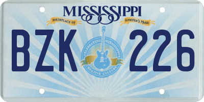 MS license plate BZK226