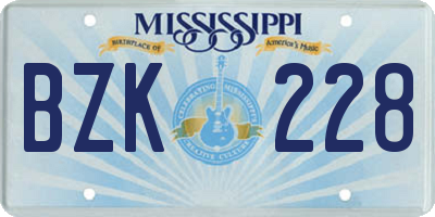 MS license plate BZK228