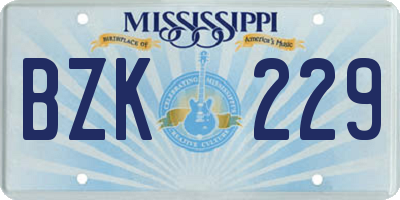 MS license plate BZK229
