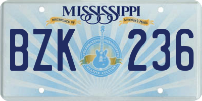 MS license plate BZK236
